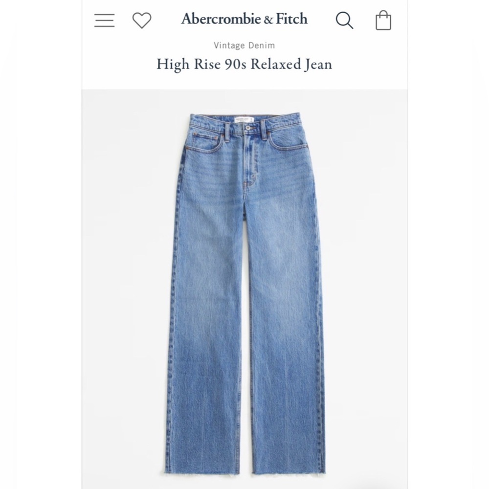 Abercrombie Fitch 90s High Rise Relaxed Jeans SZ 10 Raw Hem Short 30 READ Denim